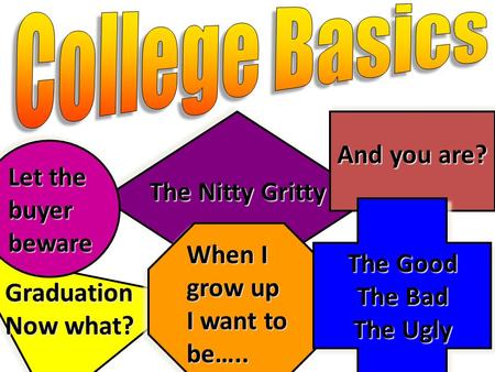 The Nitty Gritty The Nitty Gritty The Nitty Gritty The Nitty Gritty And you are? And you are? And you are? And you are? The Good The Good The Bad The Bad.