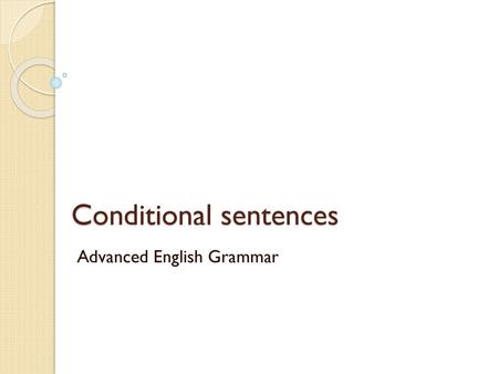 Conditional sentences