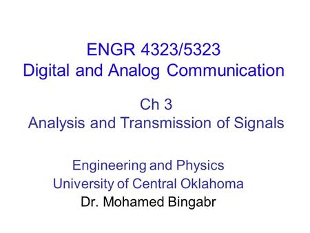 Ch 3 Analysis and Transmission of Signals