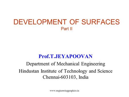 DEVELOPMENT OF SURFACES Part II