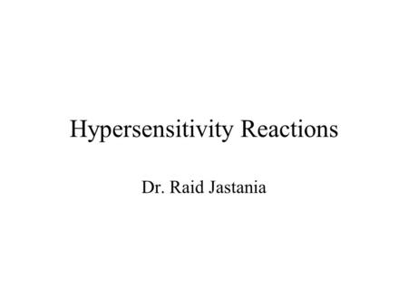 Hypersensitivity Reactions