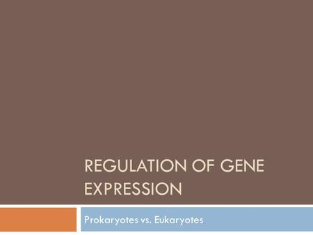 Regulation of Gene Expression