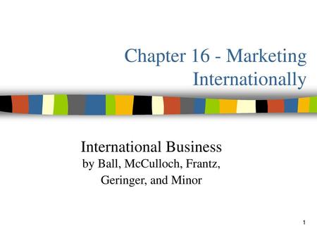 Chapter 16 - Marketing Internationally