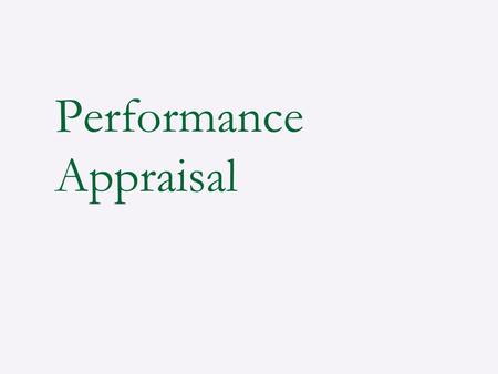 Performance Appraisal